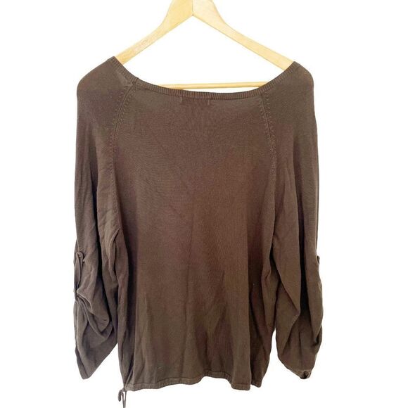 Cleo Brown Boatneck Long Sleeve Lightweight Sweater - Picture 2 of 6